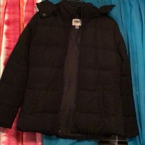 Girls half coat w fur hood